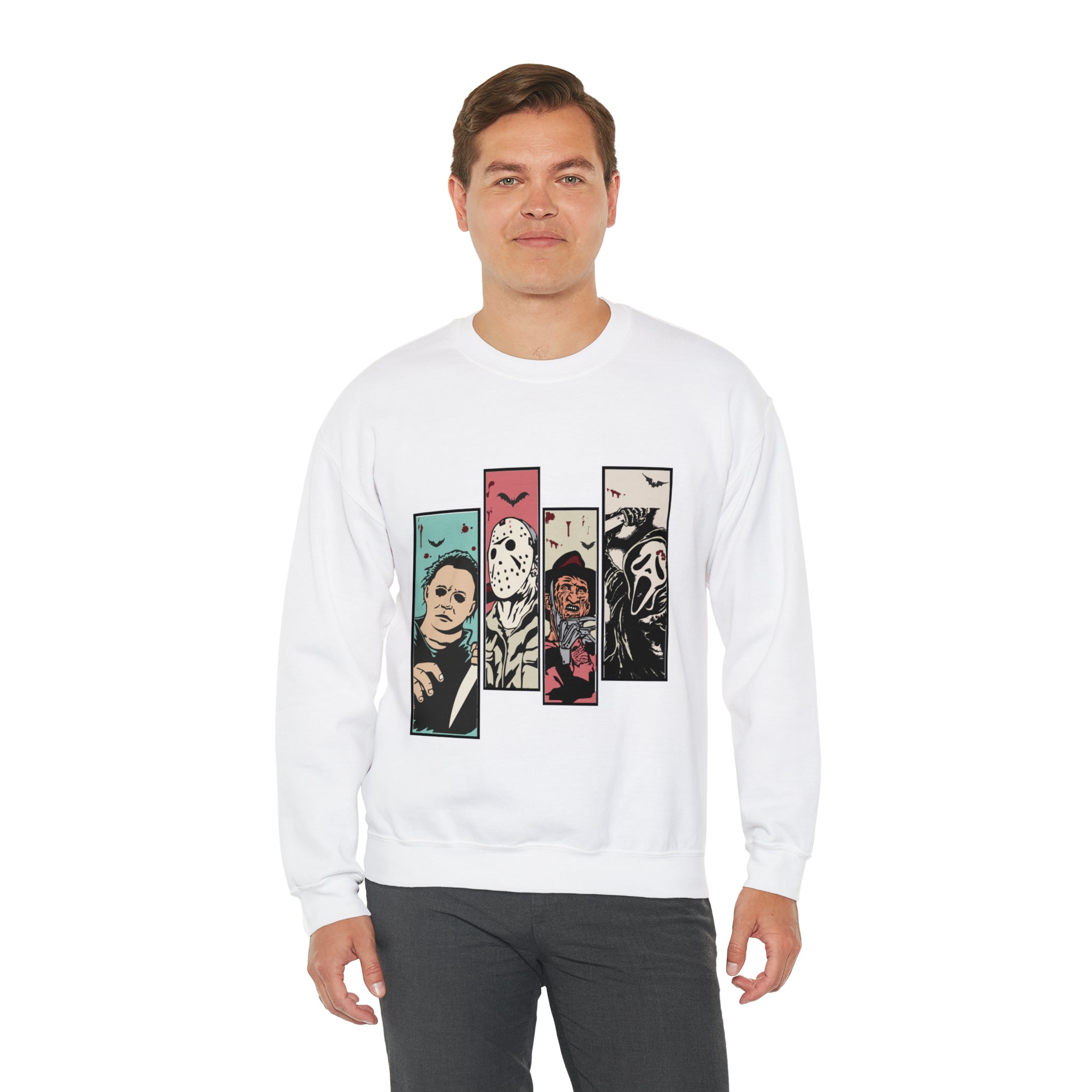 Horror Movie Friends Color Crewneck Sweatshirt