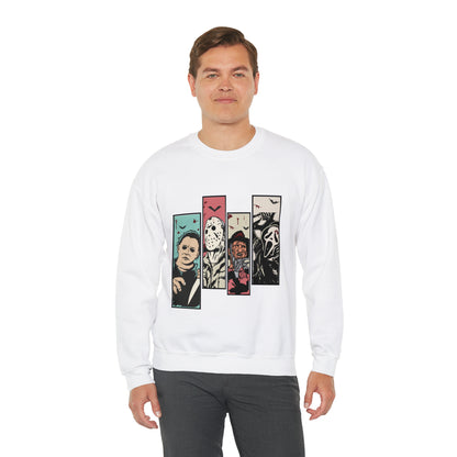 Horror Movie Friends Color Crewneck Sweatshirt