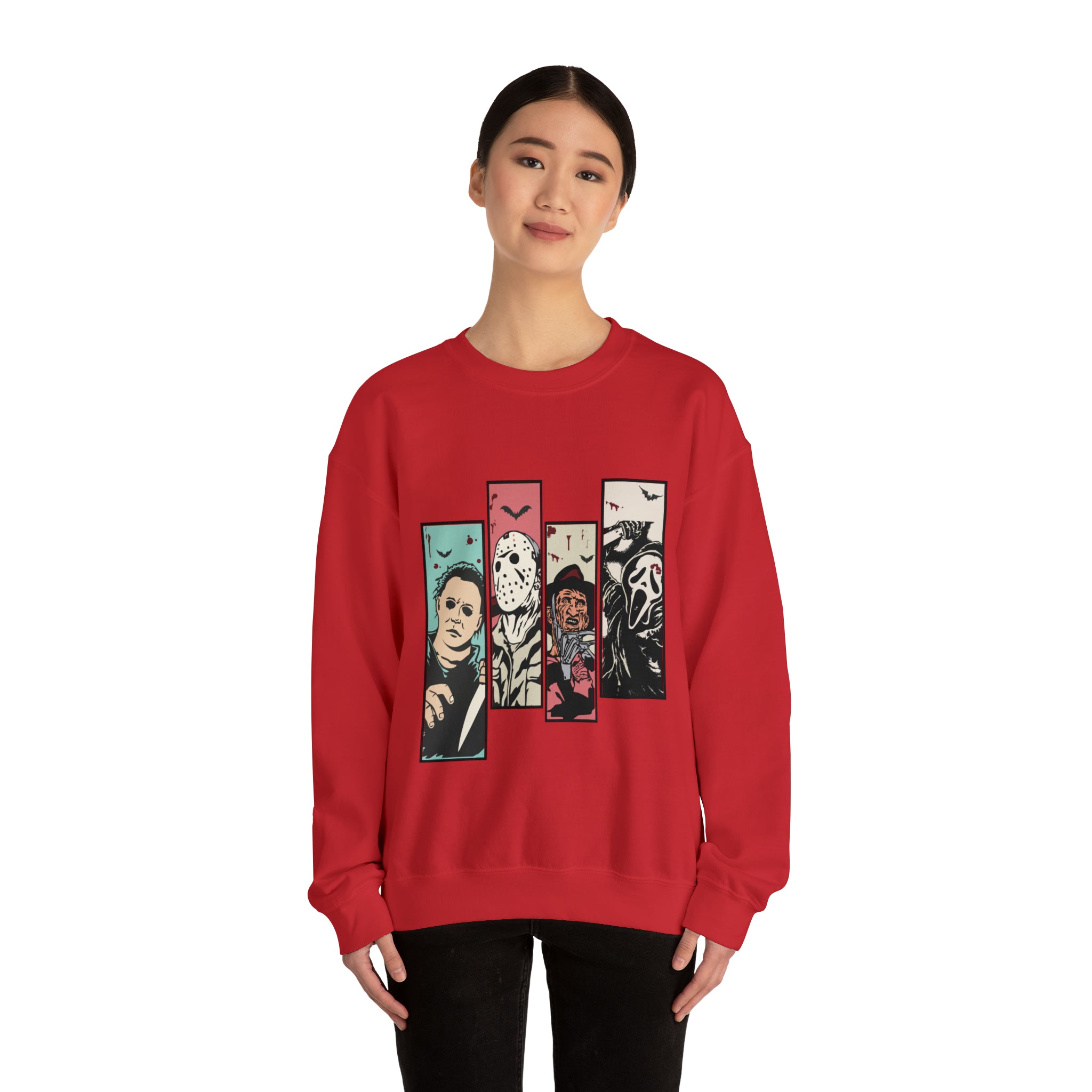 Horror Movie Friends Color Crewneck Sweatshirt