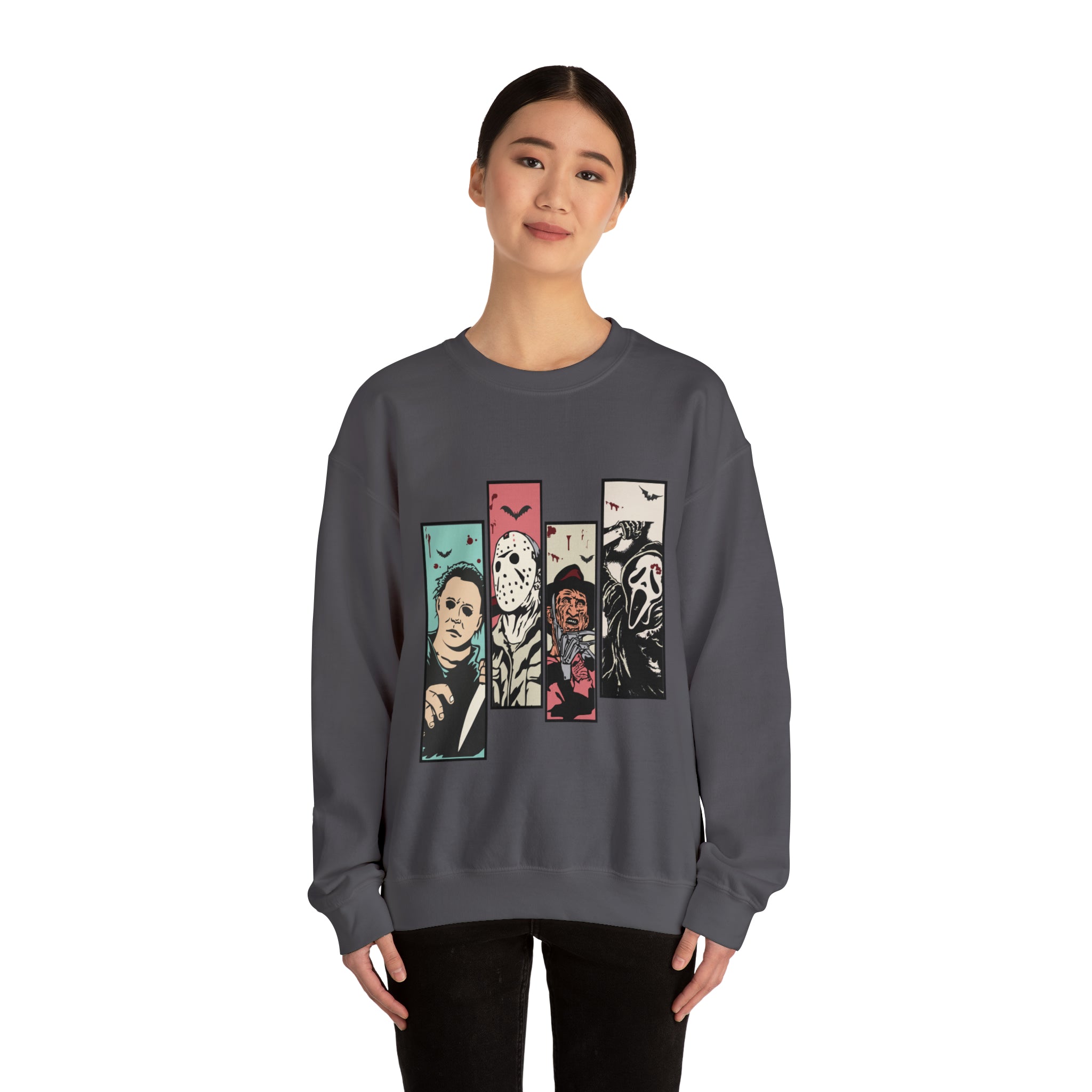 Horror Movie Friends Color Crewneck Sweatshirt