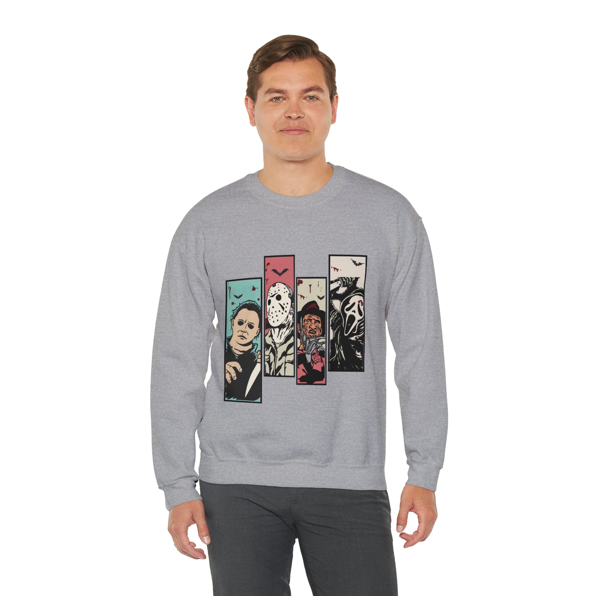 Horror Movie Friends Color Crewneck Sweatshirt