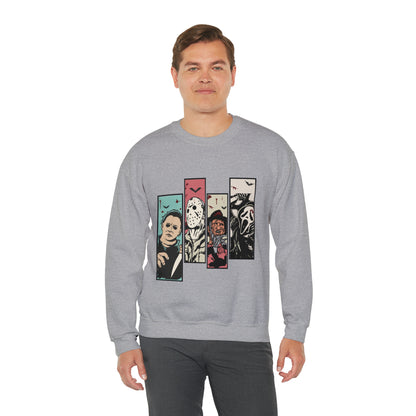 Horror Movie Friends Color Crewneck Sweatshirt