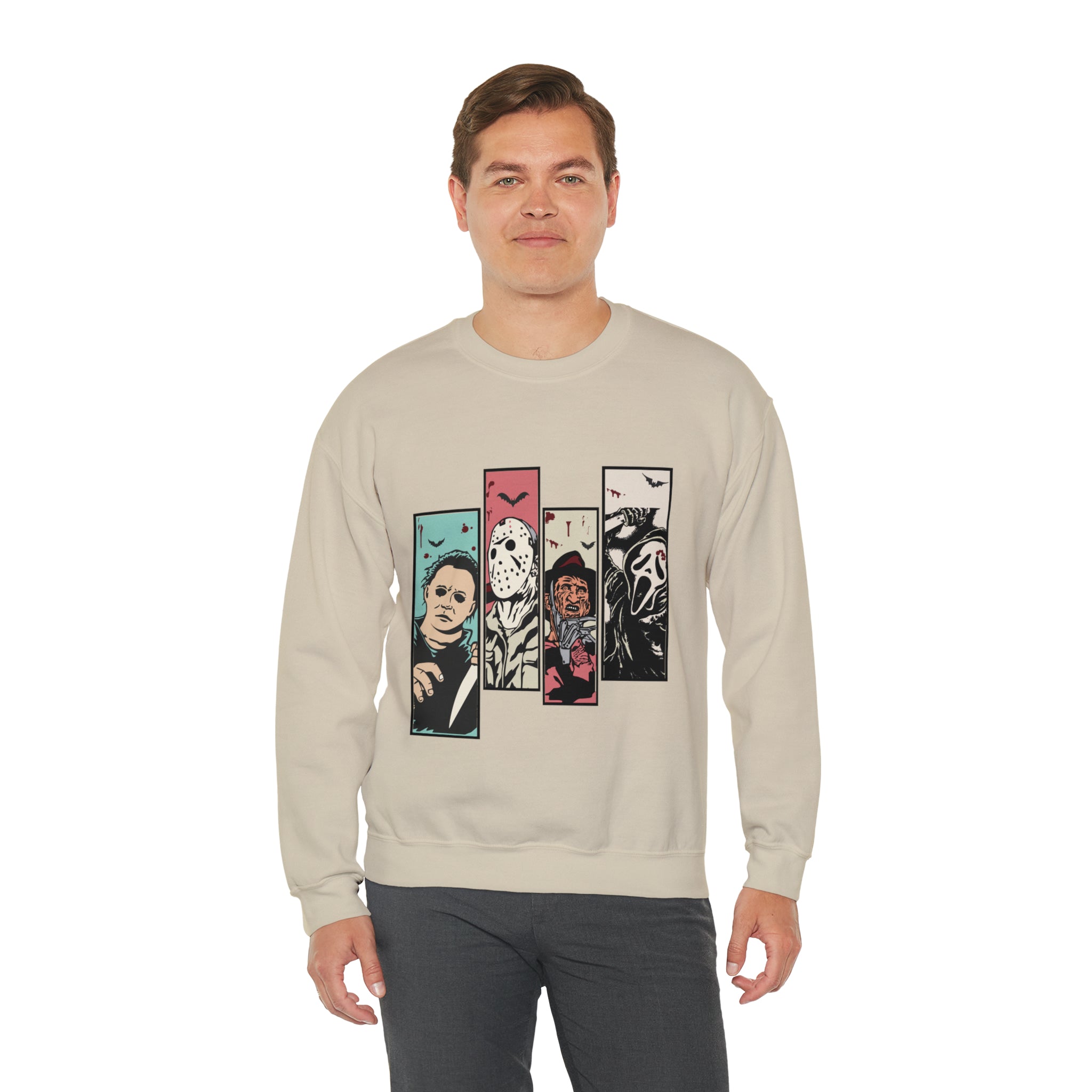 Horror Movie Friends Color Crewneck Sweatshirt
