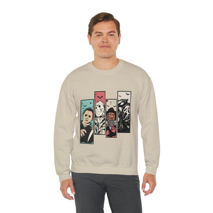 Horror Movie Friends Color Crewneck Sweatshirt