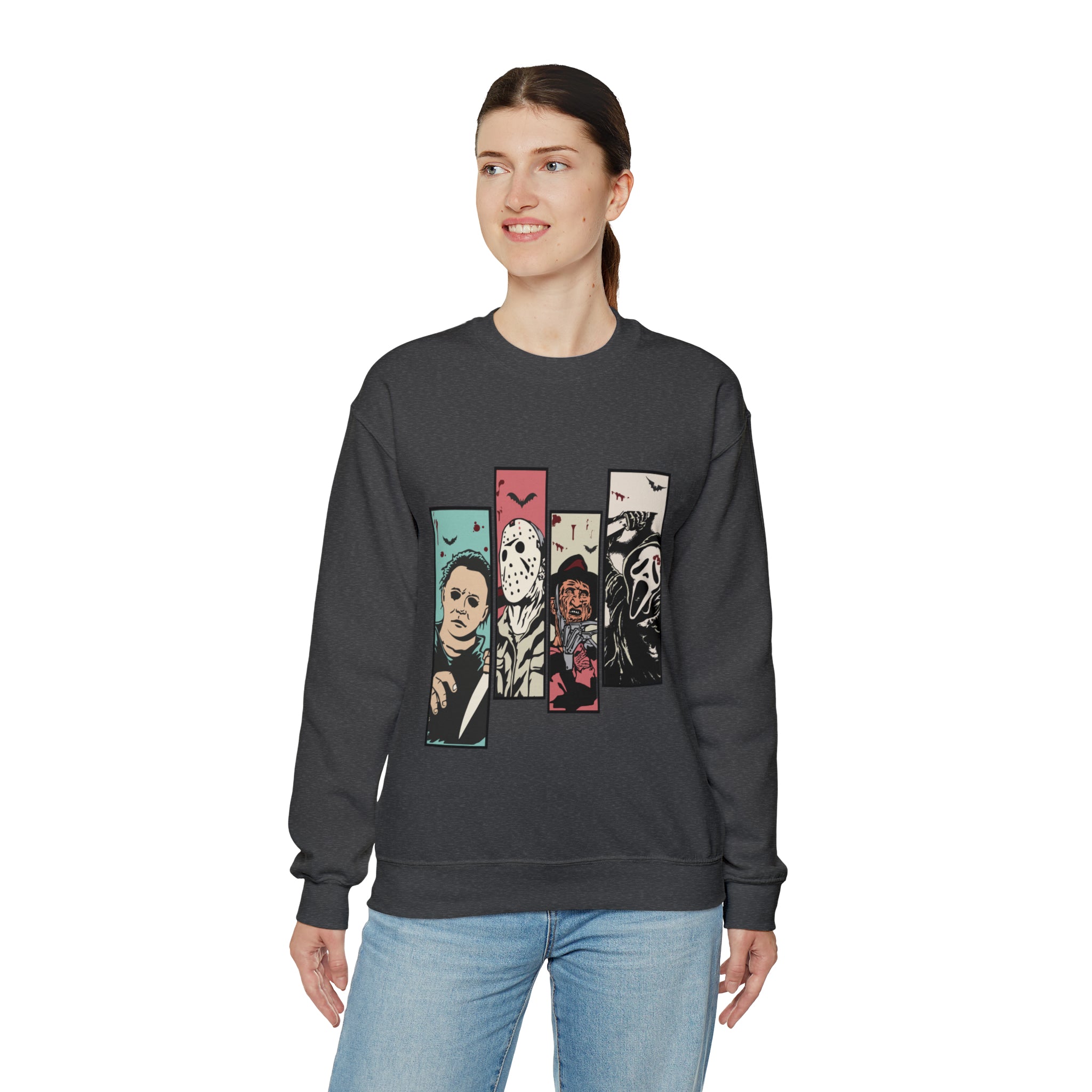 Horror Movie Friends Color Crewneck Sweatshirt