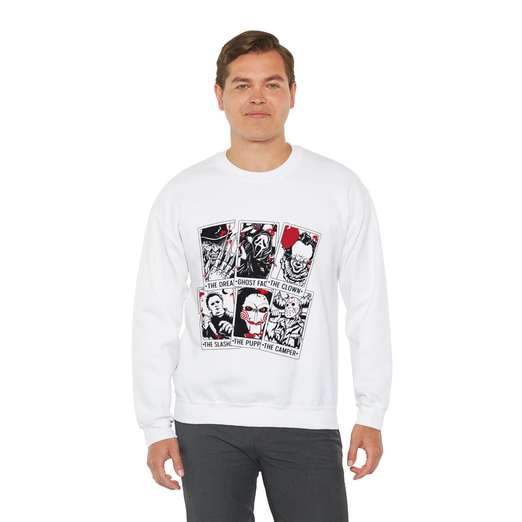 Horror Movie Icons Tarot Card Crewneck Sweatshirt