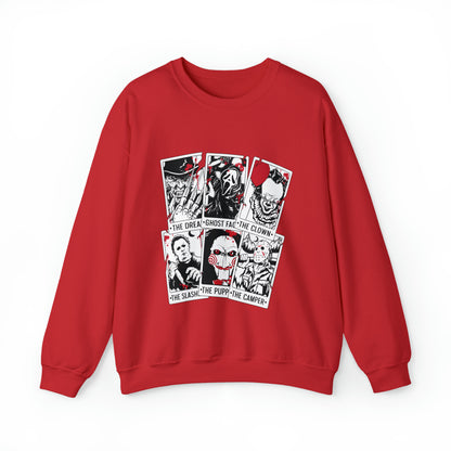 Horror Movie Icons Tarot Card Crewneck Sweatshirt