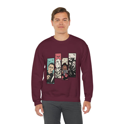 Horror Movie Friends Color Crewneck Sweatshirt