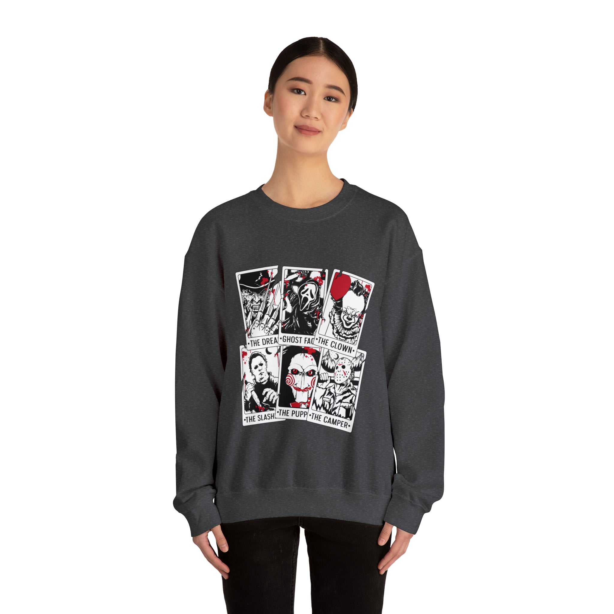 Horror Movie Icons Tarot Card Crewneck Sweatshirt