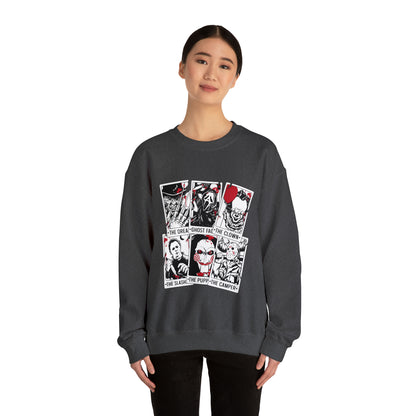 Horror Movie Icons Tarot Card Crewneck Sweatshirt