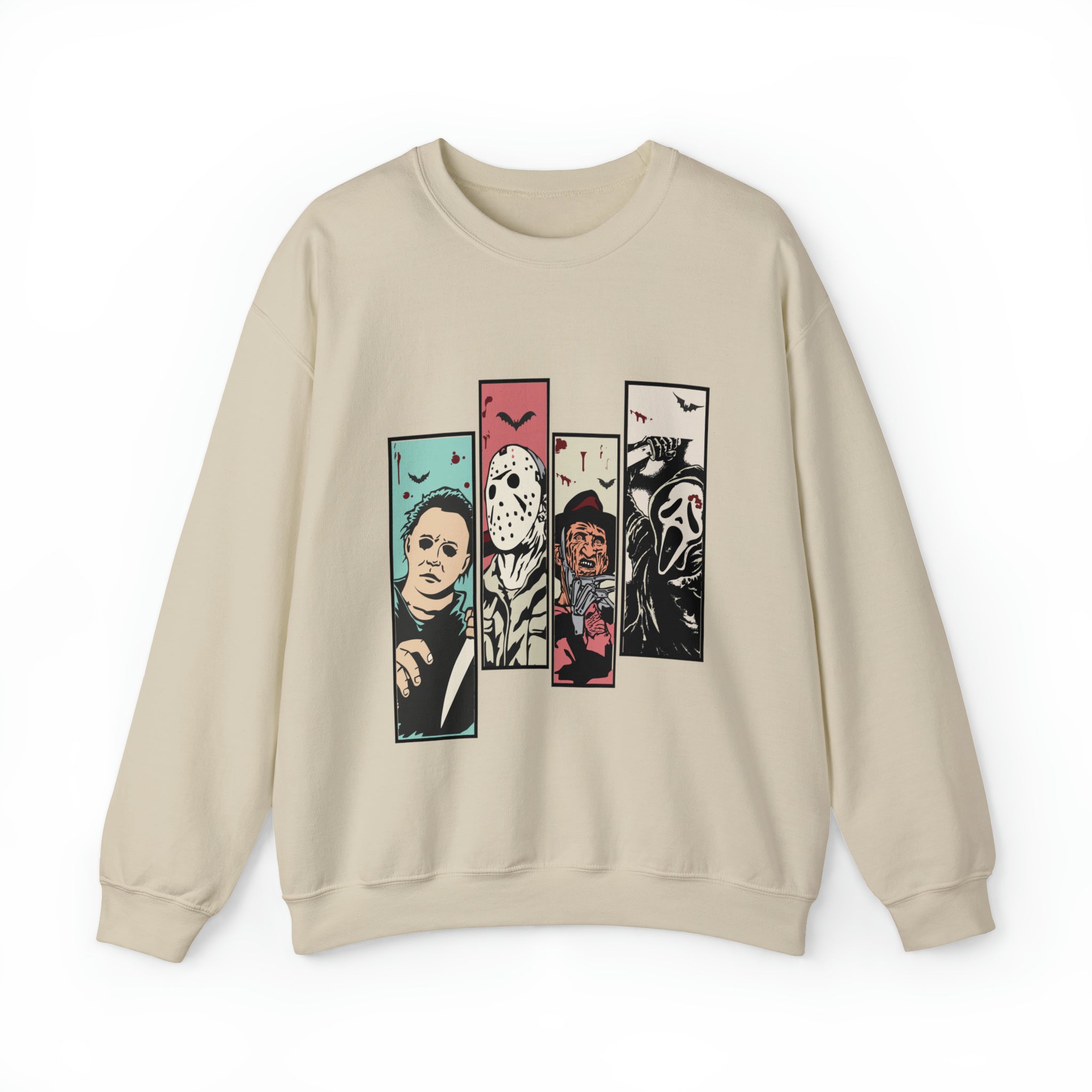 Horror Movie Friends Color Crewneck Sweatshirt