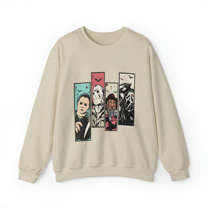 Horror Movie Friends Color Crewneck Sweatshirt