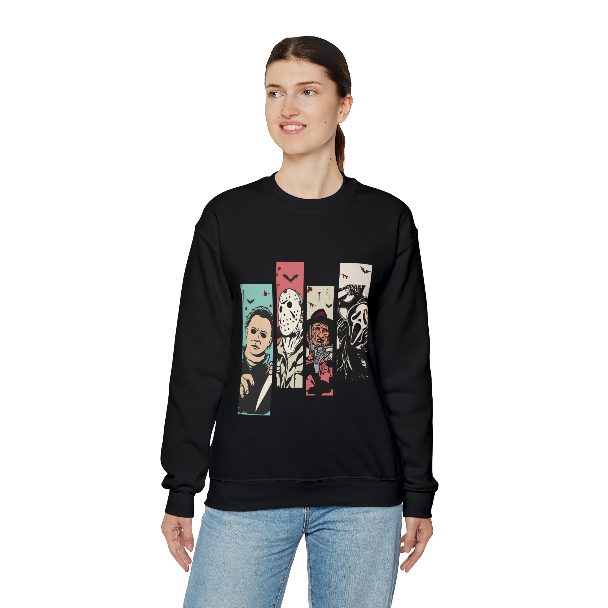 Horror Movie Friends Color Crewneck Sweatshirt
