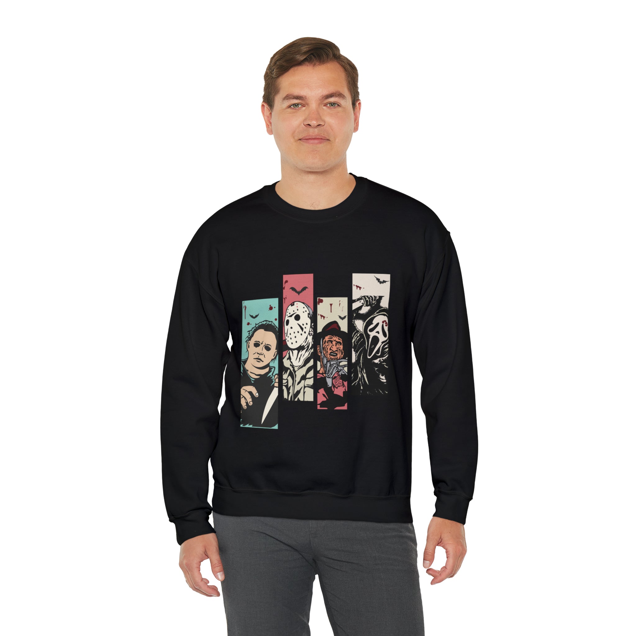 Horror Movie Friends Color Crewneck Sweatshirt