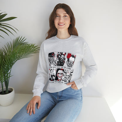 Horror Movie Icons Tarot Card Crewneck Sweatshirt
