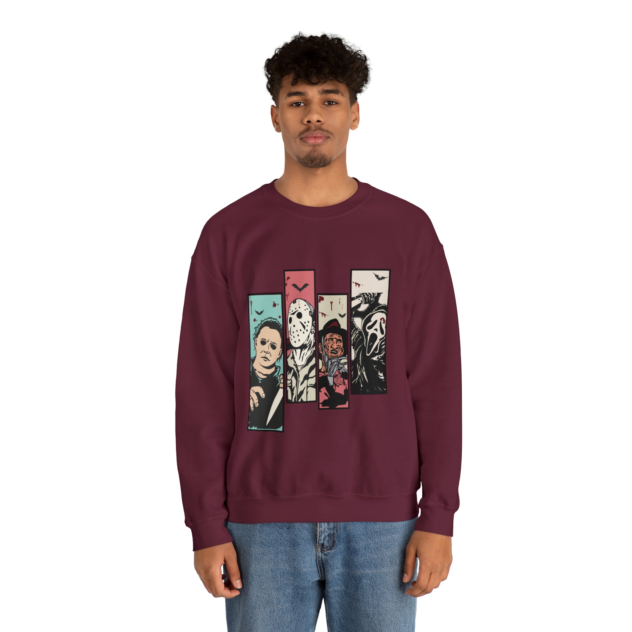 Horror Movie Friends Color Crewneck Sweatshirt