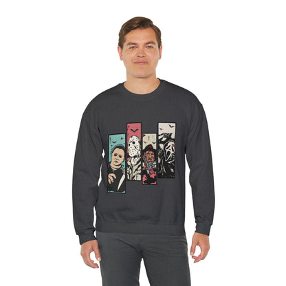 Horror Movie Friends Color Crewneck Sweatshirt