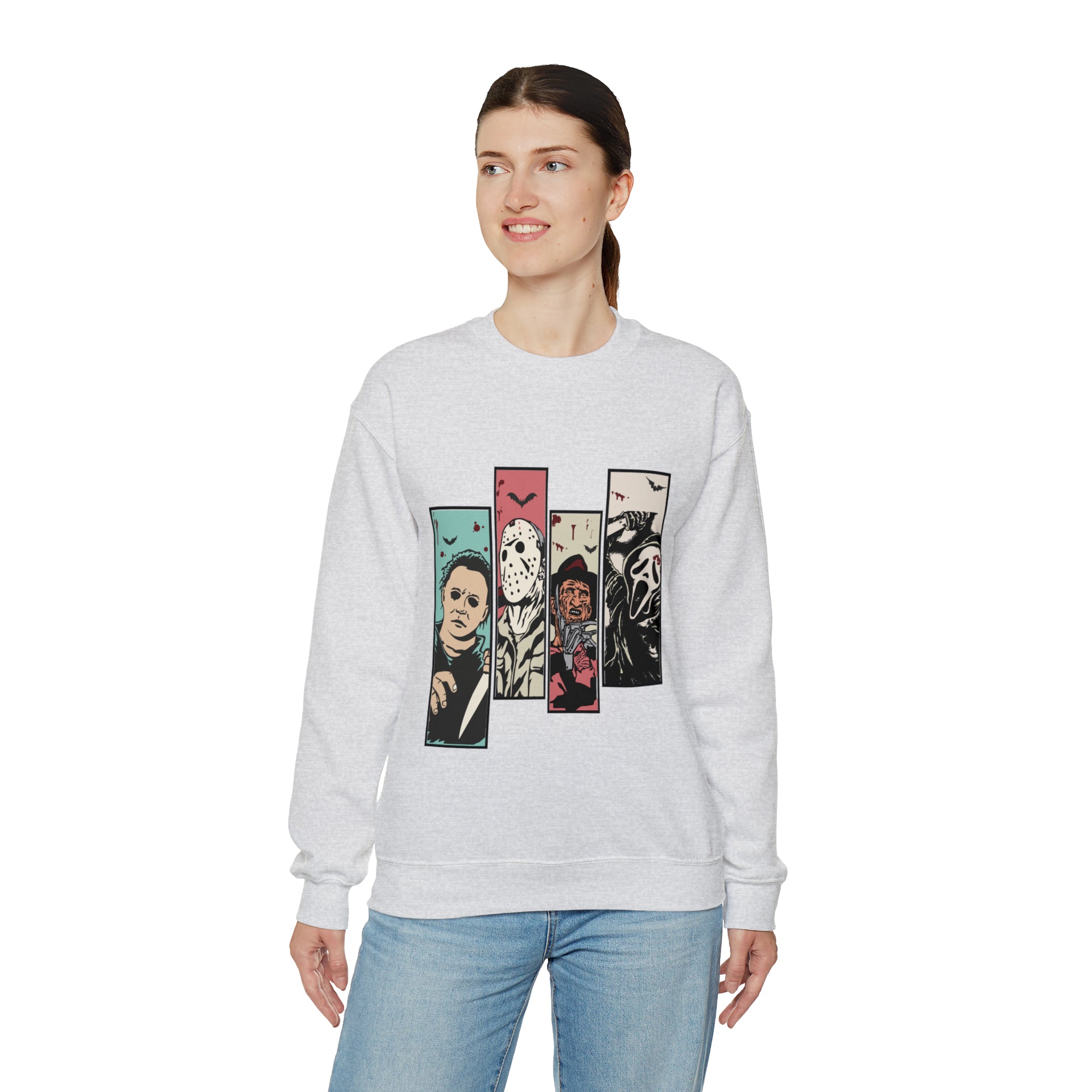Horror Movie Friends Color Crewneck Sweatshirt