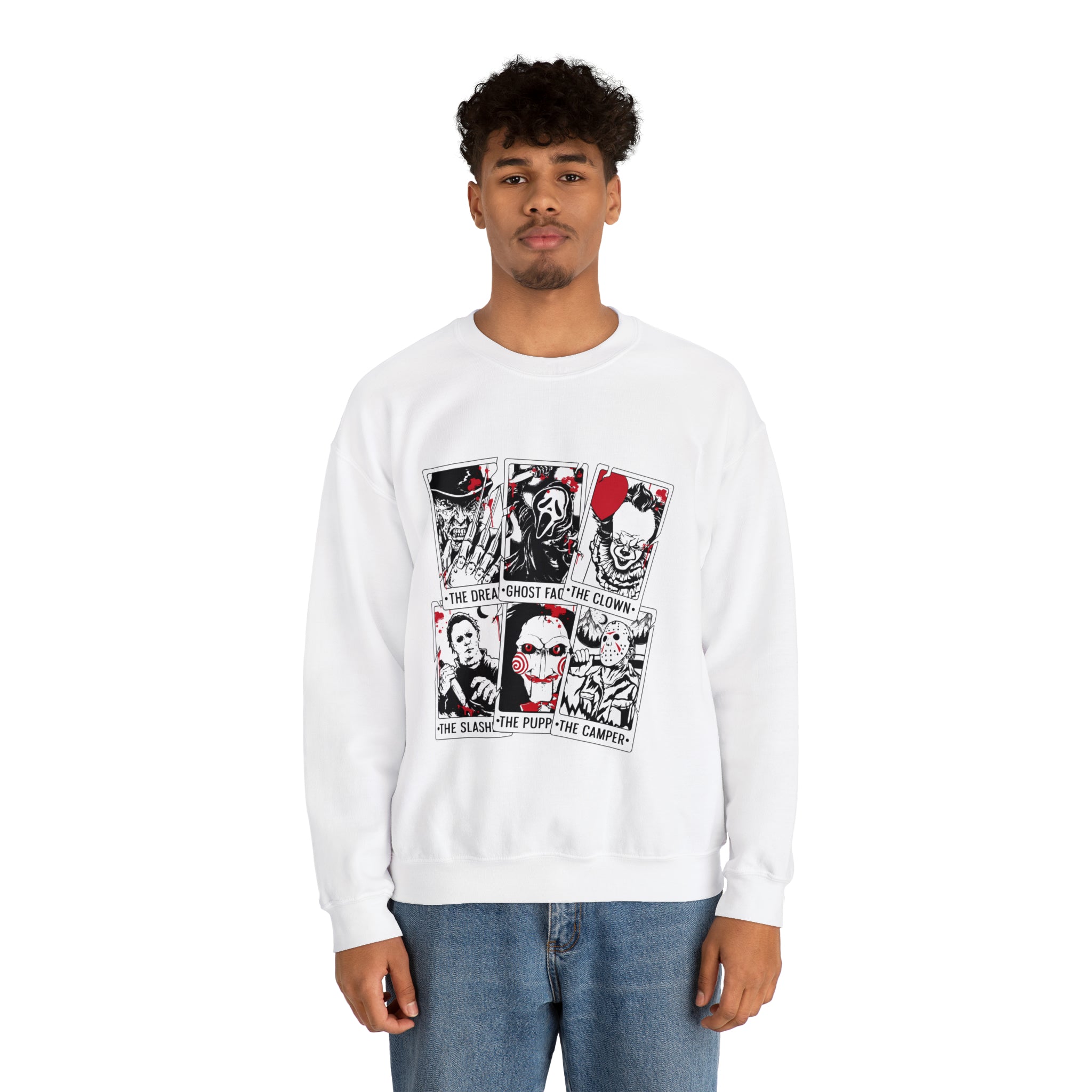 Horror Movie Icons Tarot Card Crewneck Sweatshirt