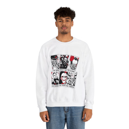 Horror Movie Icons Tarot Card Crewneck Sweatshirt
