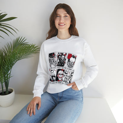 Horror Movie Icons Tarot Card Crewneck Sweatshirt