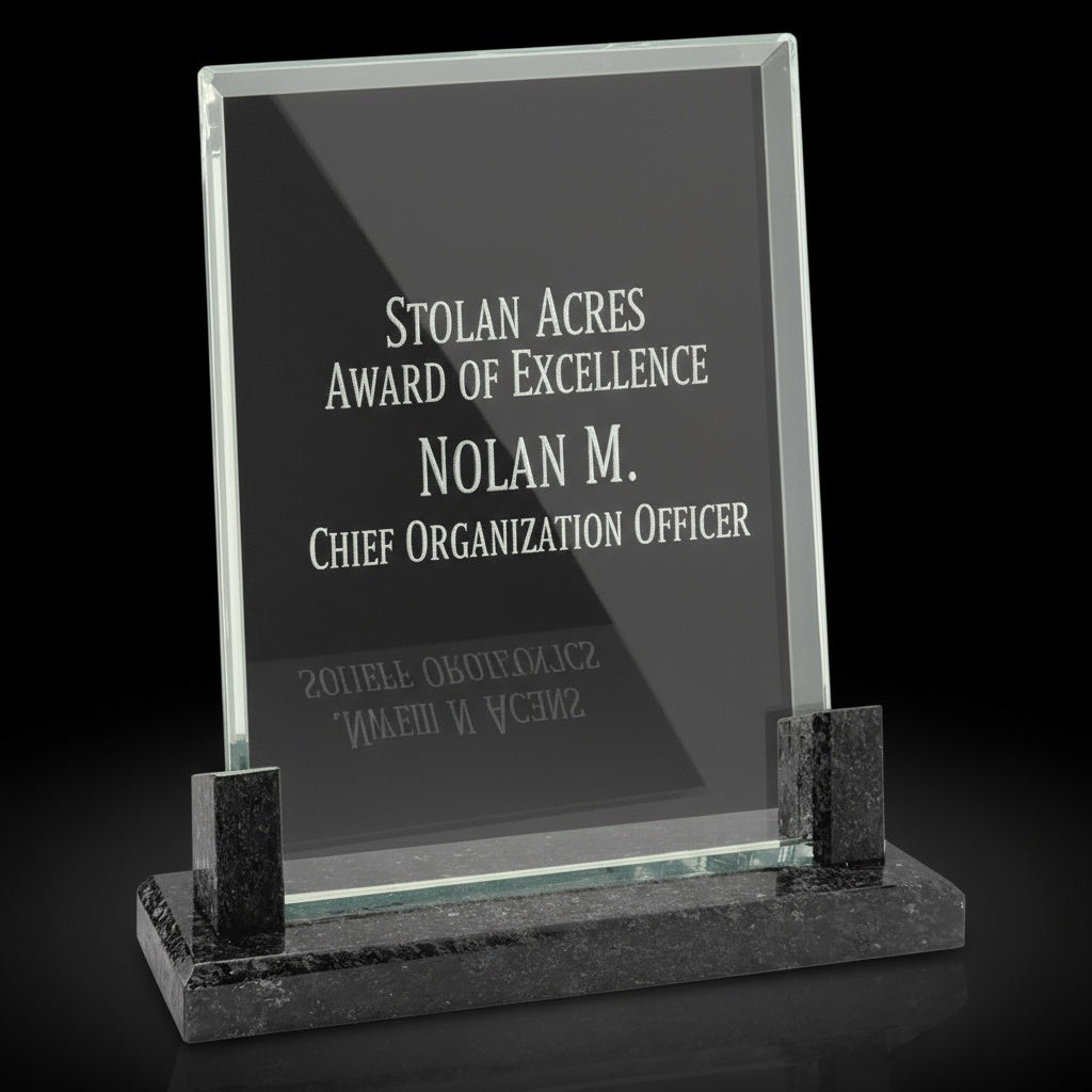 Medium Recognition Award (Rectangle Glass with Black Marble Base)