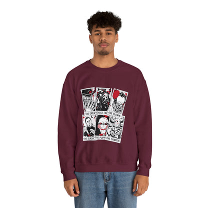 Horror Movie Icons Tarot Card Crewneck Sweatshirt