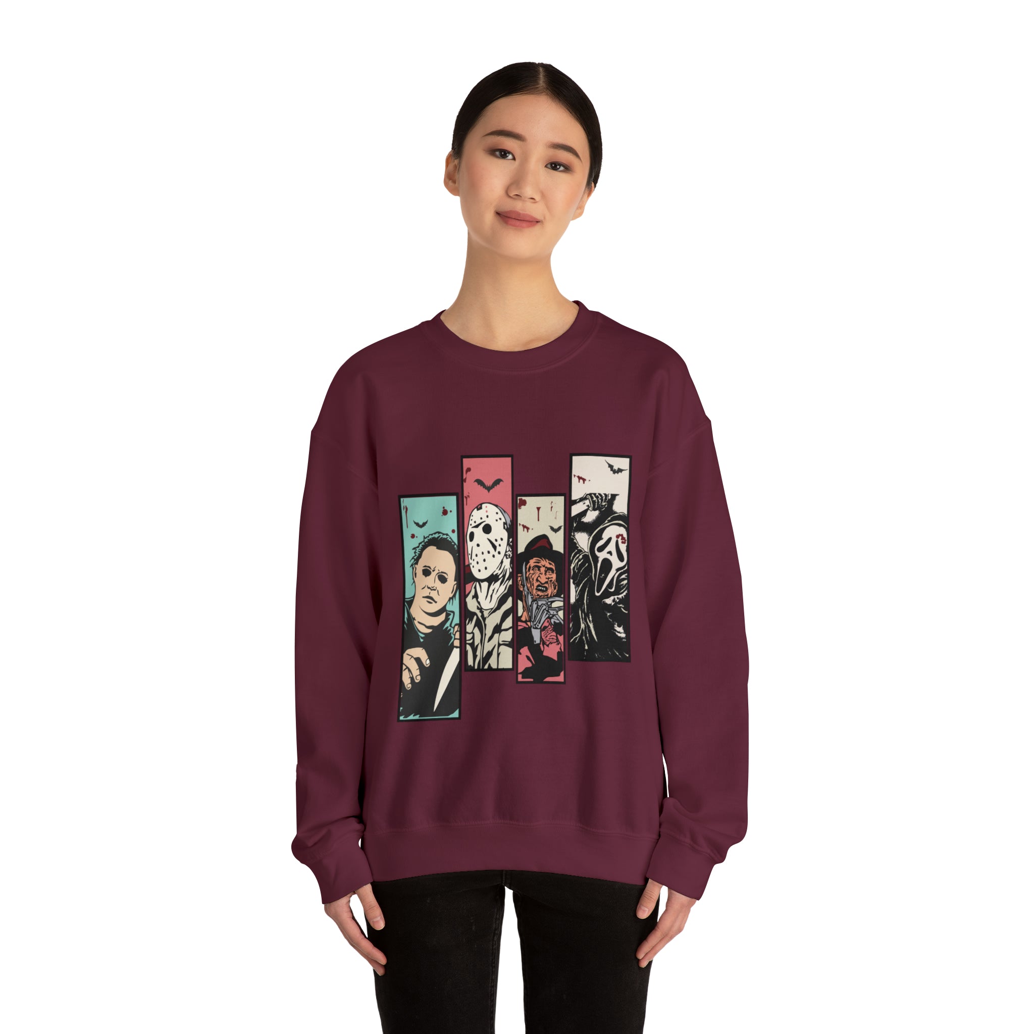 Horror Movie Friends Color Crewneck Sweatshirt
