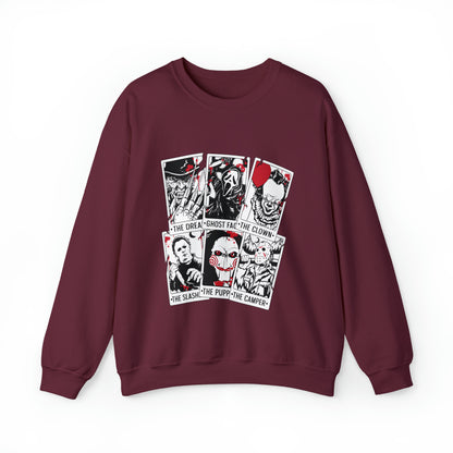 Horror Movie Icons Tarot Card Crewneck Sweatshirt