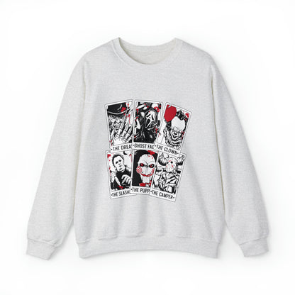 Horror Movie Icons Tarot Card Crewneck Sweatshirt
