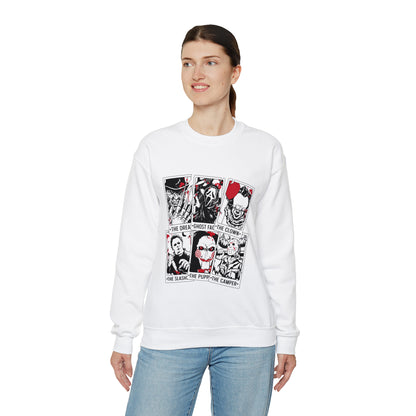 Horror Movie Icons Tarot Card Crewneck Sweatshirt