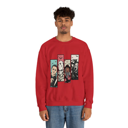 Horror Movie Friends Color Crewneck Sweatshirt