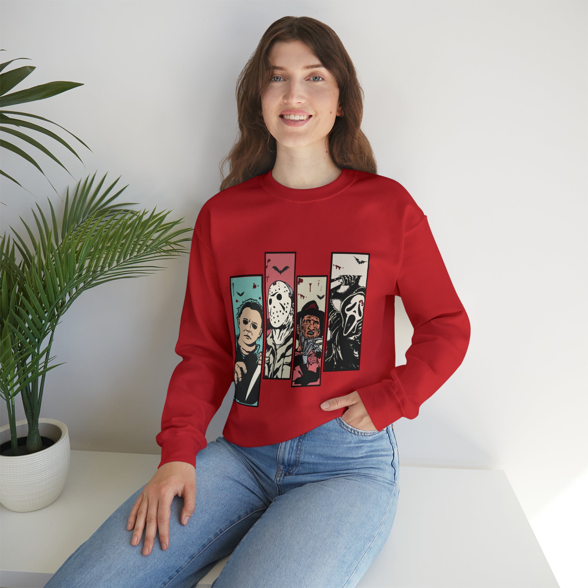 Horror Movie Friends Color Crewneck Sweatshirt