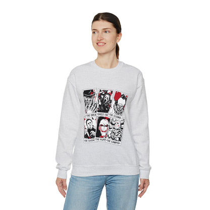 Horror Movie Icons Tarot Card Crewneck Sweatshirt