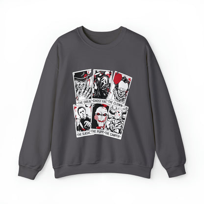 Horror Movie Icons Tarot Card Crewneck Sweatshirt