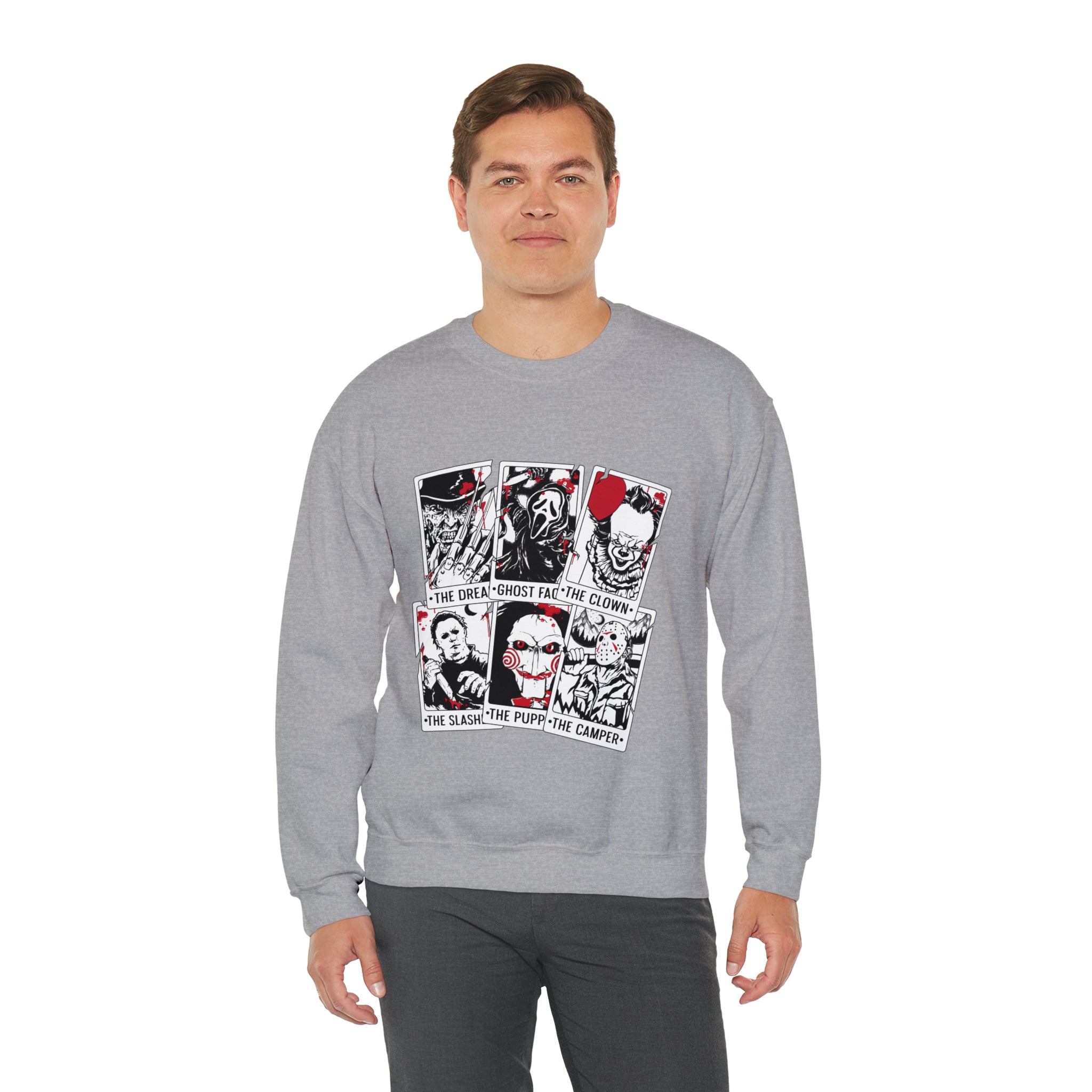 Horror Movie Icons Tarot Card Crewneck Sweatshirt