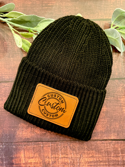 Leather Patch Beanies