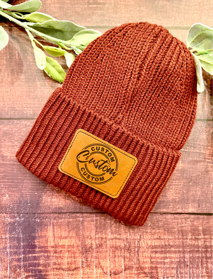 Leather Patch Beanies