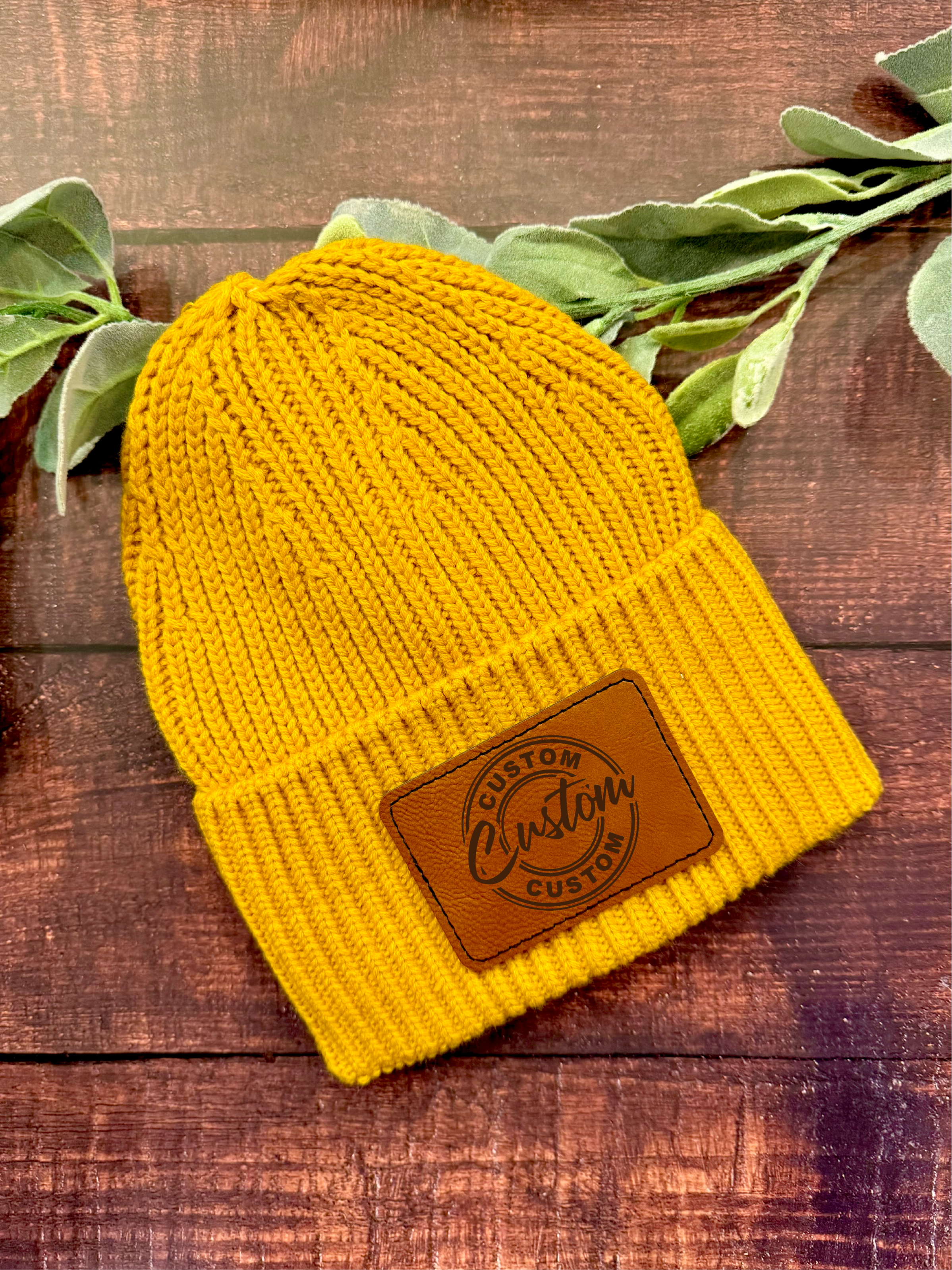 Leather Patch Beanies