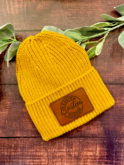 Leather Patch Beanies