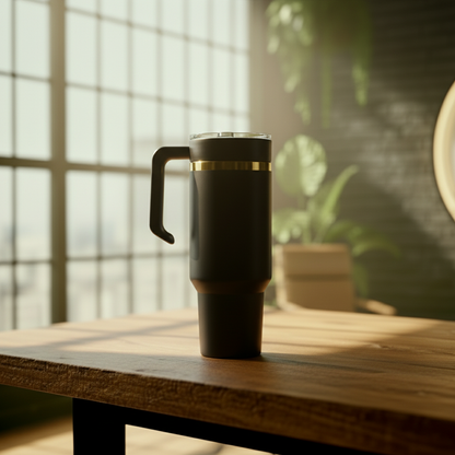 40oz Gold-Plated Tumbler with Handle