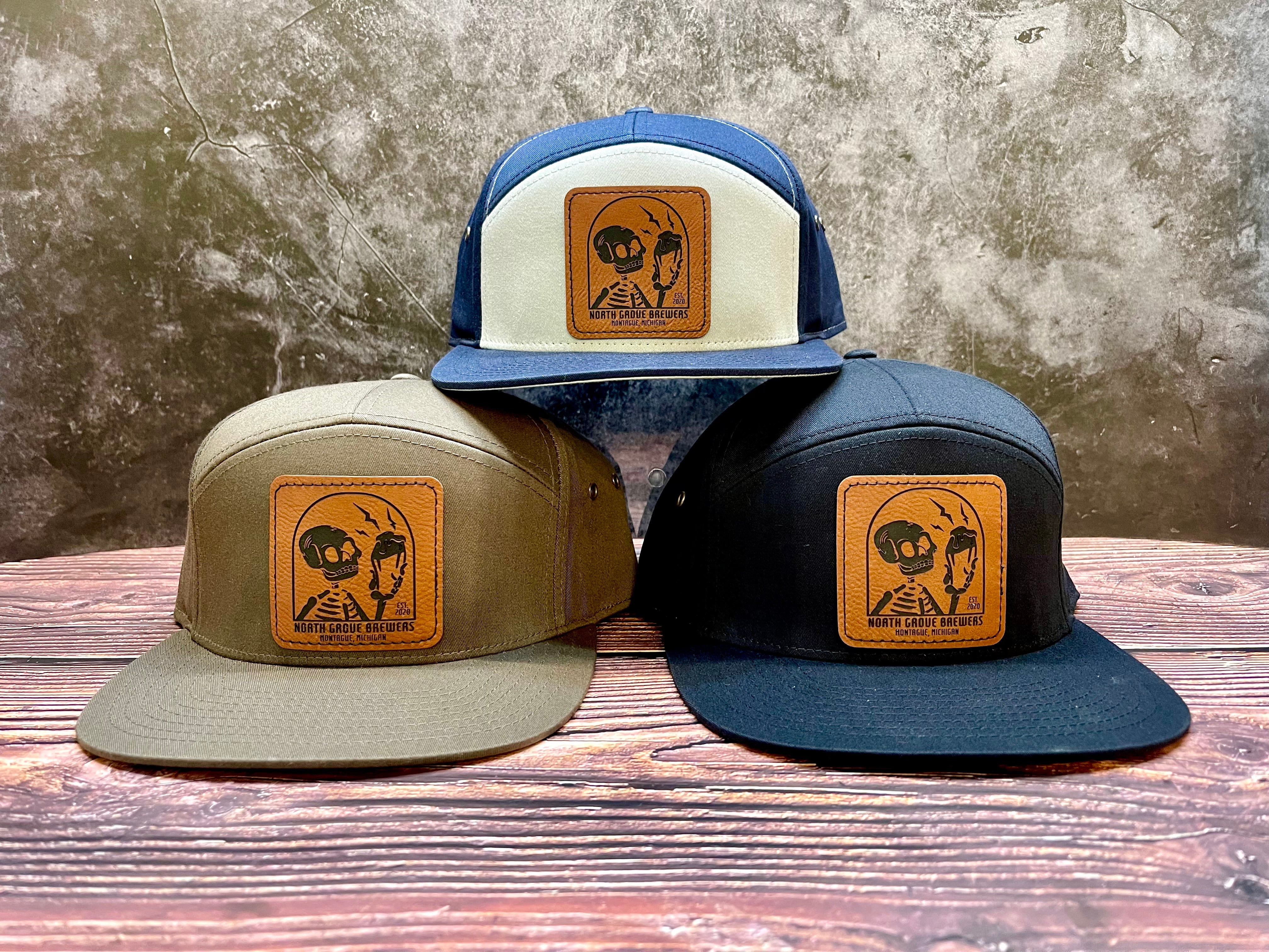 NGB- 7 Panel Flat Brim Leather Patch Hat