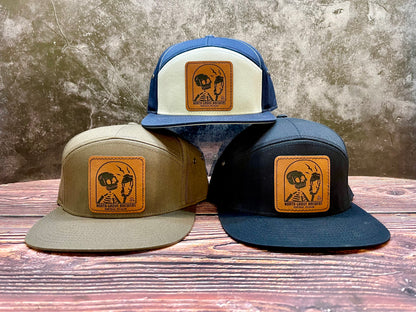NGB- 7 Panel Flat Brim Leather Patch Hat
