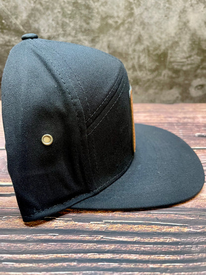 NGB- 7 Panel Flat Brim Leather Patch Hat
