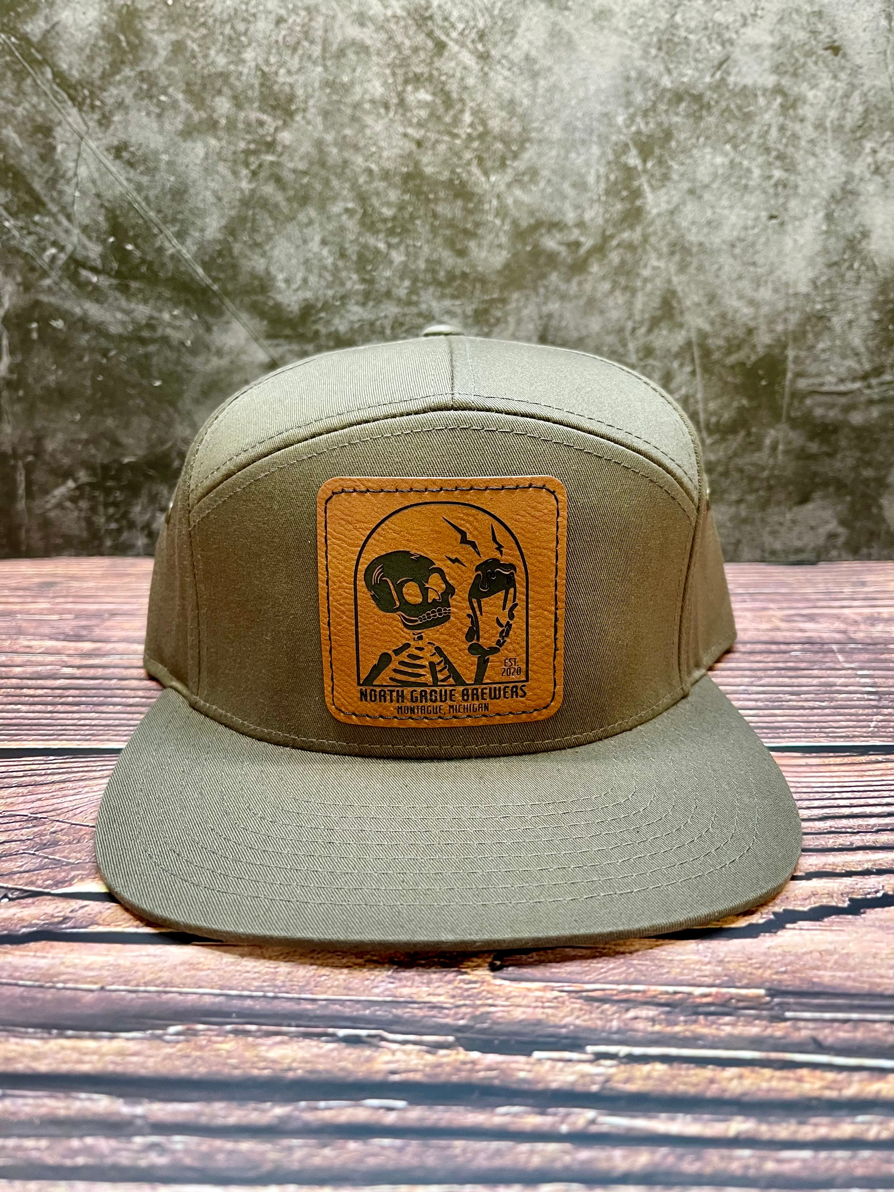 NGB- 7 Panel Flat Brim Leather Patch Hat