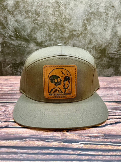 NGB- 7 Panel Flat Brim Leather Patch Hat