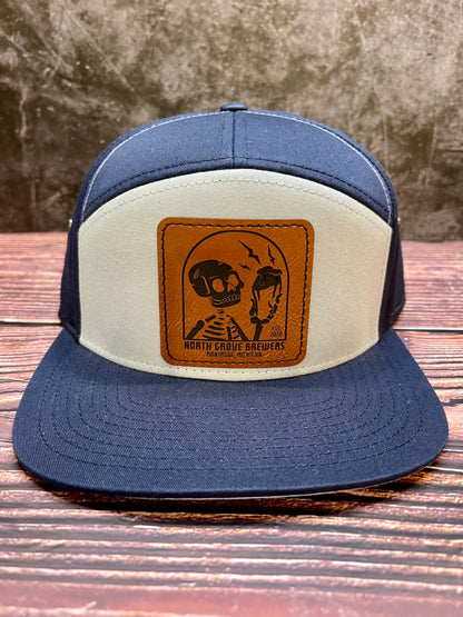 NGB- 7 Panel Flat Brim Leather Patch Hat