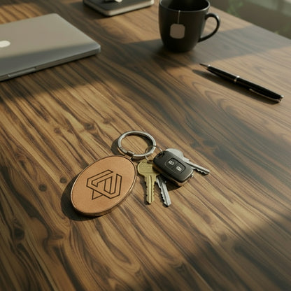 Leatherette & Metal Oval Keychains