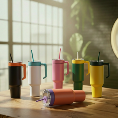 40oz Steel-Plated Tumbler with Handle