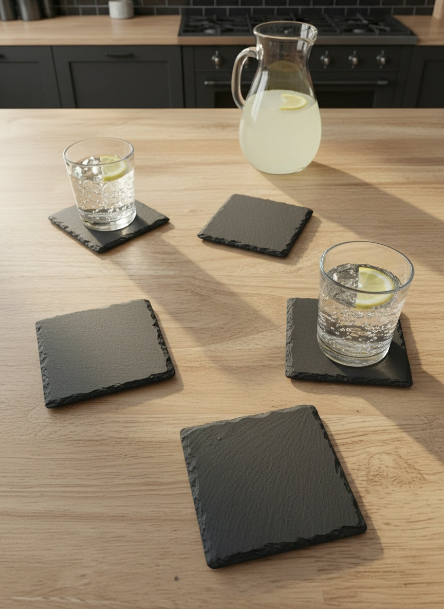 Square Slate Coasters (Set of 4)
